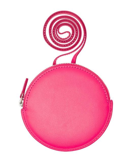 Jacquemus Pink 'le Pitchou' Fuchsia Circular Pouch Bag In Leather Man