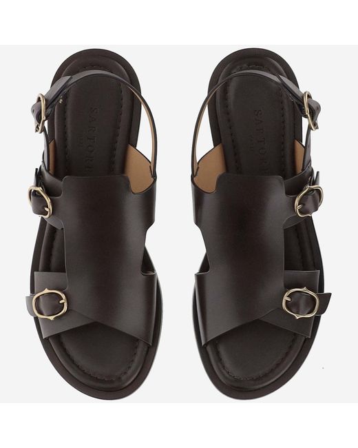 Sartore Brown Diver Leather Sandals