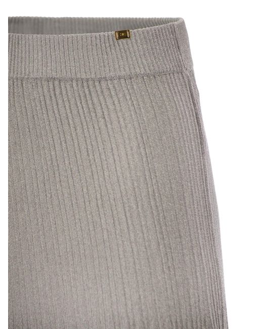 Elisabetta Franchi Gray Metallised Viscose Midi Skirt