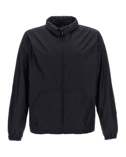 Valentino Garavani Blue Toile Iconographe Windbreaker Polyamide Down Jacket, Parka, Casual Jackets for men