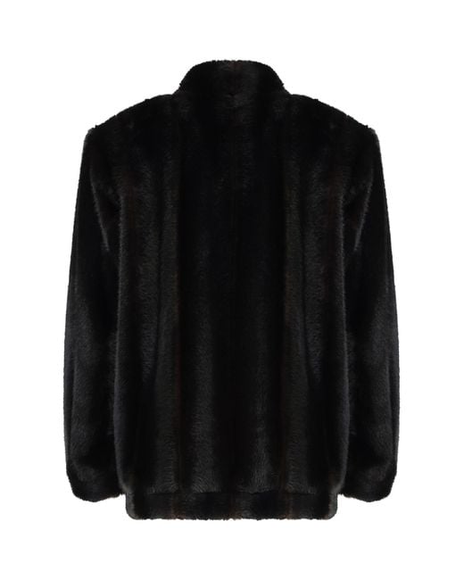 MM6 by Maison Margiela Black Faux Fur Jacket Polyester & Shearling Coats