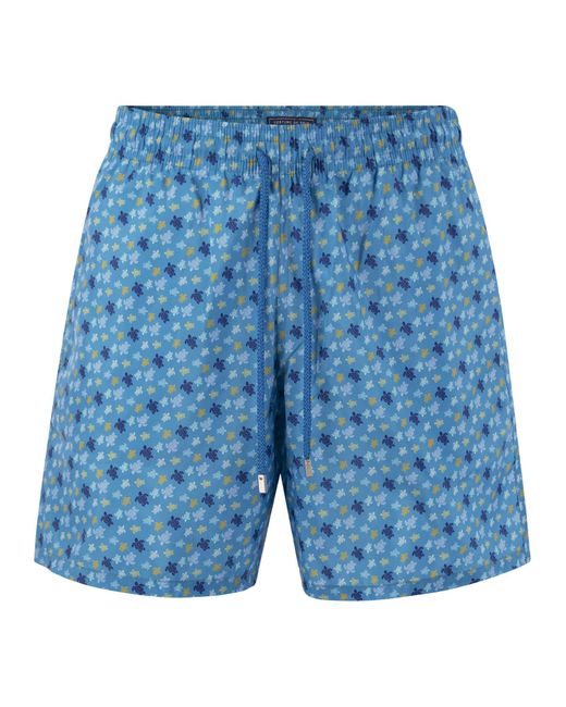 Vilebrequin Blue Ultralight And Foldable Patterned Beach Shorts for men