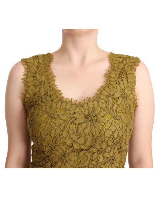 Dolce & Gabbana Green Floral Lace Maxi Floor Length Dress