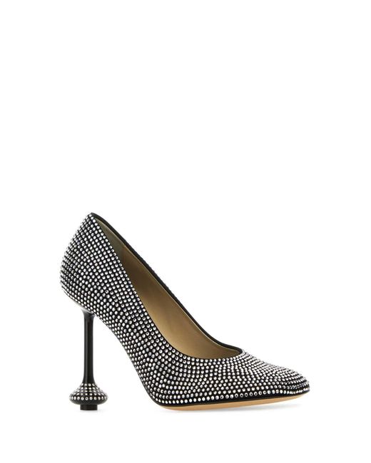 Loewe Gray Embellished Leather Toy Pumps