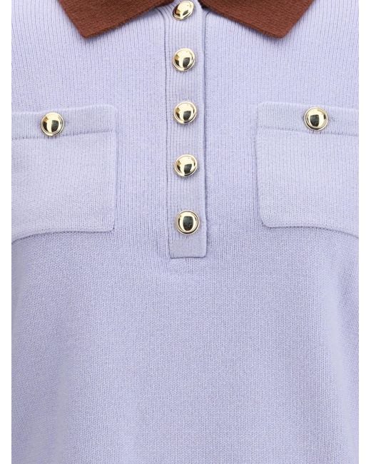 Self-Portrait Purple Contrast Collar Sweater