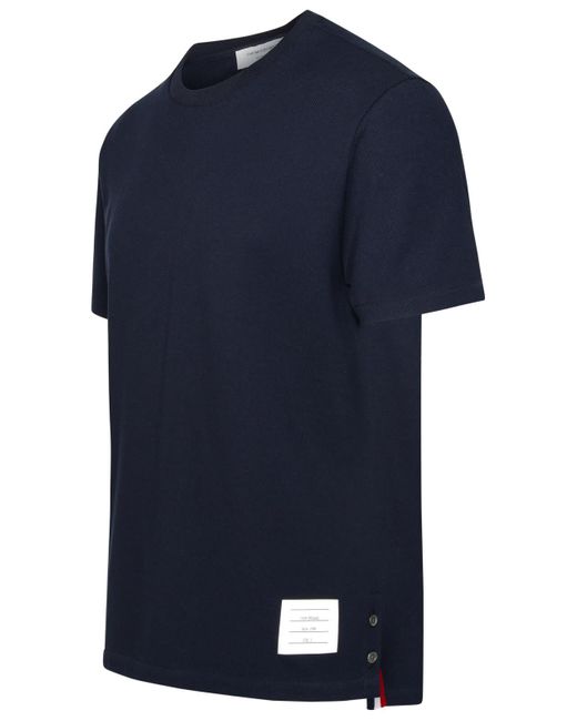 Thom Browne Blue Cotton T-Shirt for men