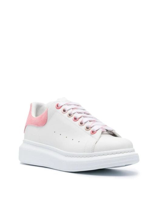 Alexander McQueen White Oversized Sneakers With Pink And Multicolour Details