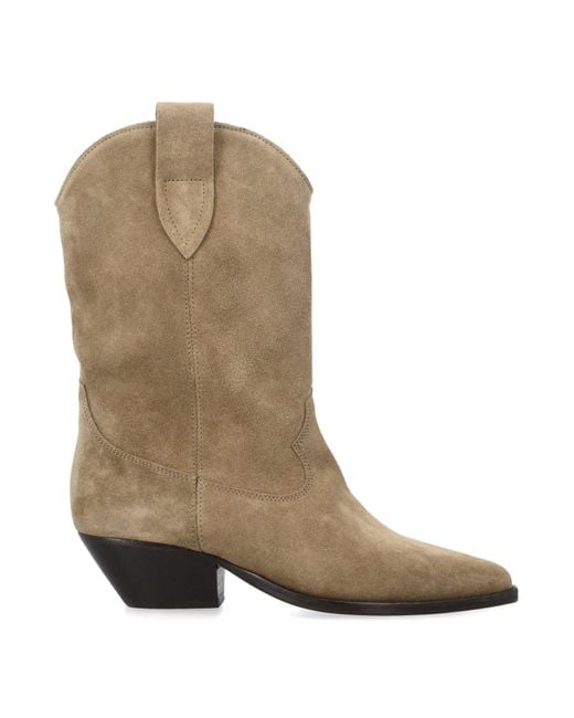 Isabel Marant Natural Taupe Suede Cowboy Ankle Boots