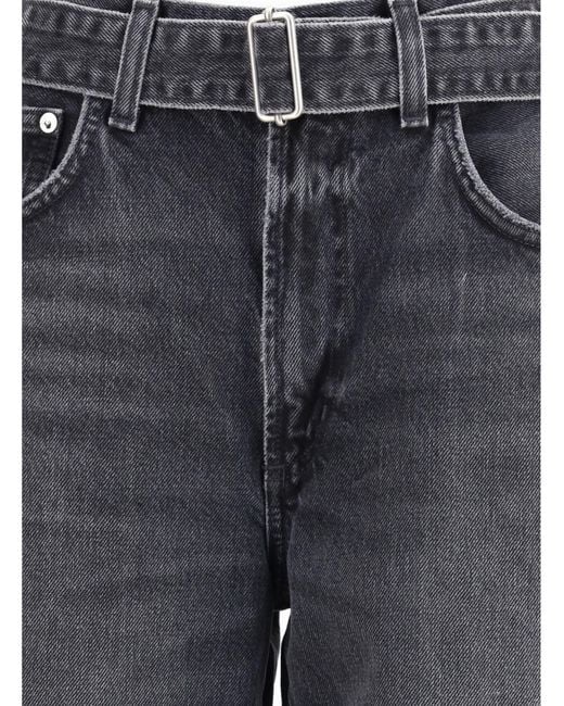 Agolde Gray Cuffed Taper Wide Jeans Cotton