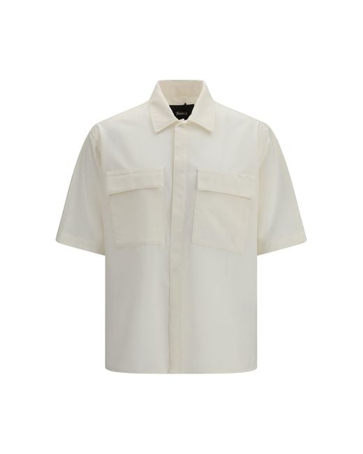 Laminar White Oversize Bowling Shirt Polyester; Wool Ovis Aries for men