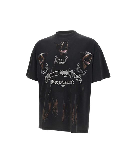 Represent Black Thoroughbred Cotton T-Shirt for men