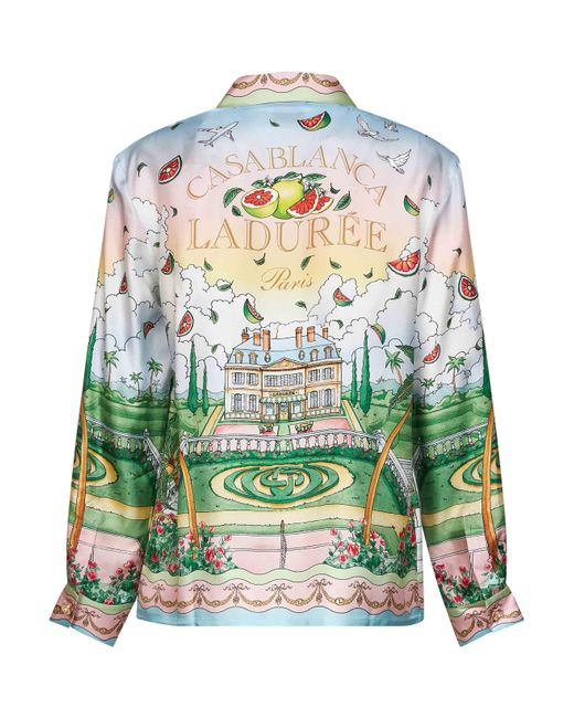 Casablanca Green Laduree X Printed Silk Shirt for men