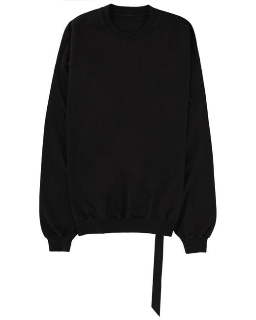 Rick Owens Black Sweatshirt Hun Crewneck Cotton Sweatshirts for men
