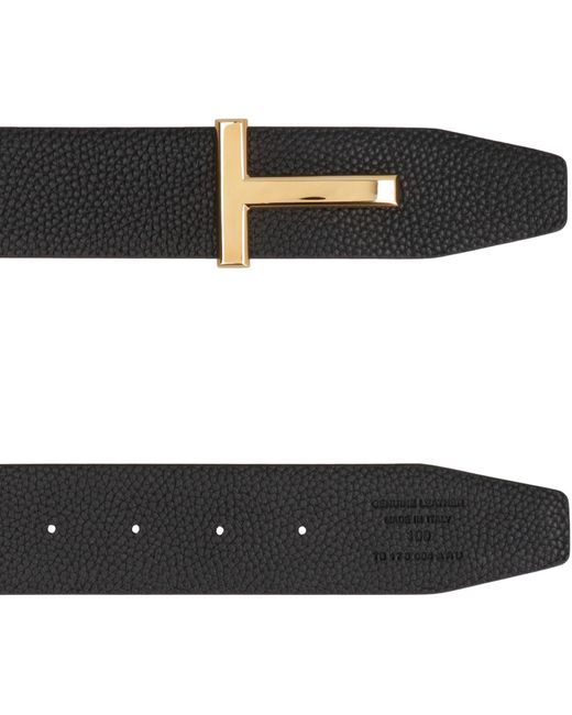Tom Ford Black Reversible Leather Belt for men