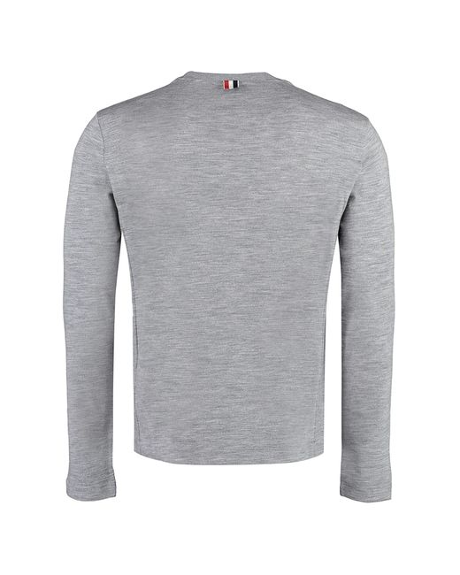 Thom Browne Gray Long Sleeve Wool T-shirt for men