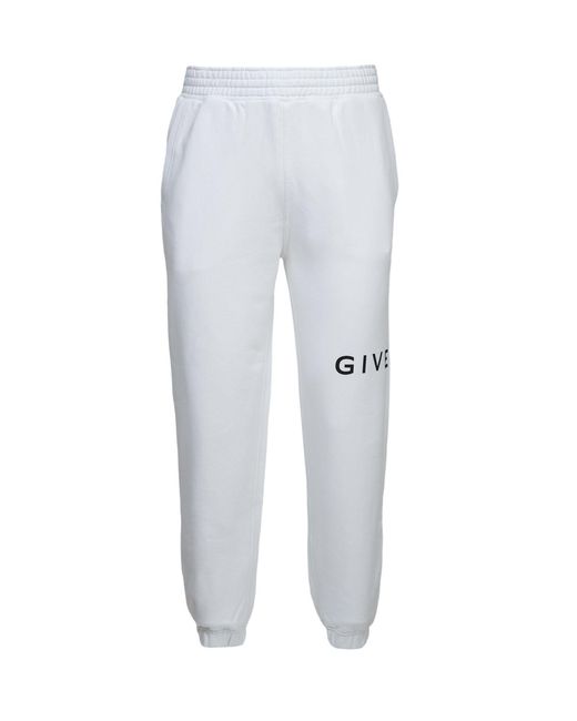 Givenchy White Givenchy Logo-Embroidered Cotton Joggers for men