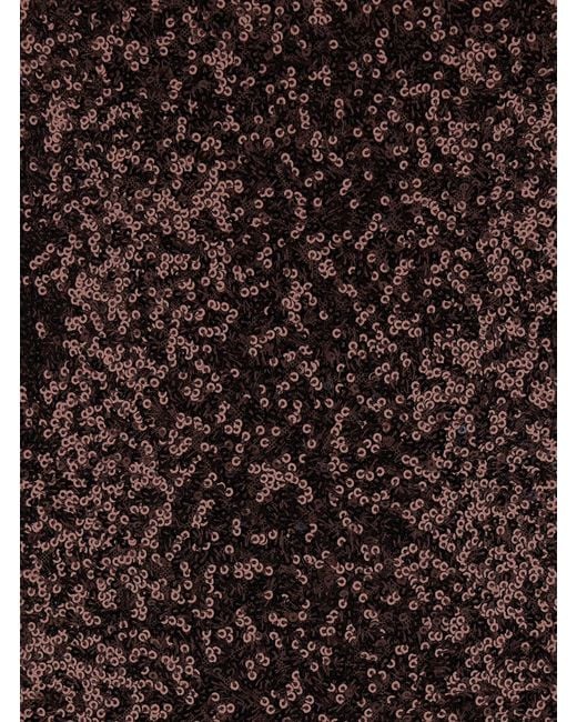 Le Plain Brown Dress With Round Neck And All-Over Applied Sequins