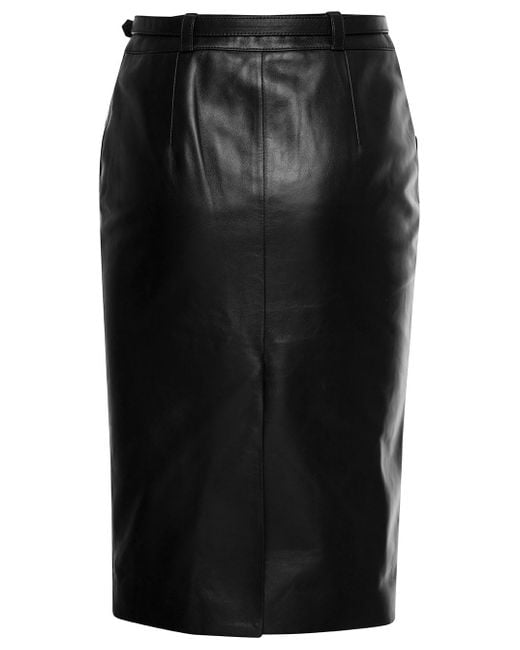 Saint Laurent Black Midi Belted Skirt