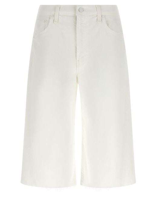 Mother White 'The Whole Lot Zip Twist Fray' Bermuda Shorts