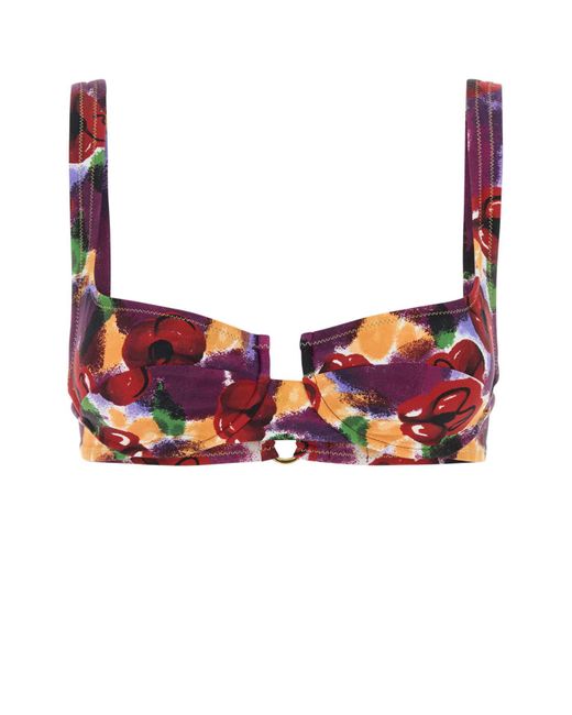 Reina Olga Red Printed Stretch Nylon Brigitte Bikini Top