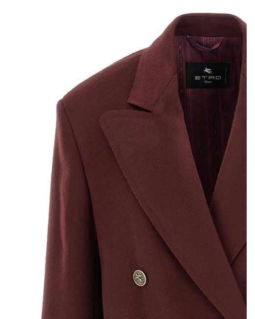 Etro Purple Double-Breasted Blazer Wool Blazer, Suits