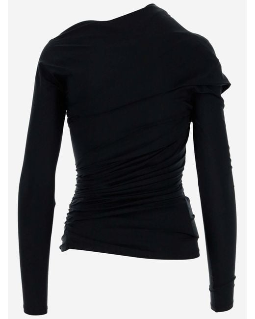 Balenciaga Black Top Asymmetrical Cupro Blend Tops