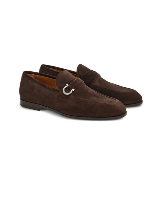 Ferragamo Brown Suede Leather Loafer for men