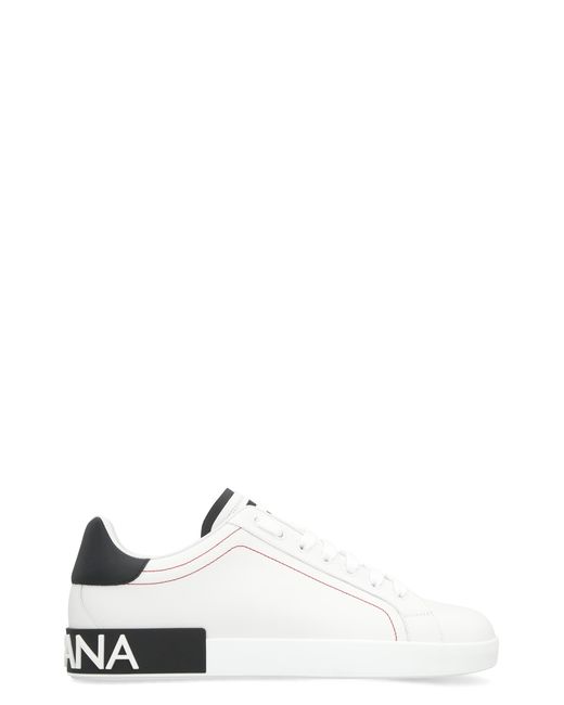 Dolce & Gabbana White Leather Sneakers- Calf Trainers for men