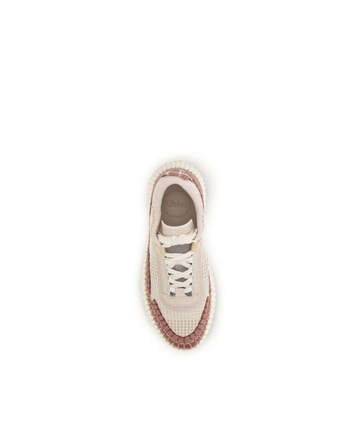Chloé Pink Beige Nylon Chunky Sneakers