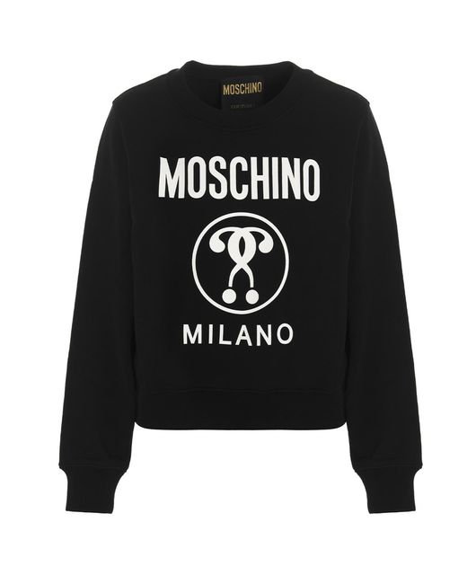 Moschino Cotton Double Question Mark Sweatshirt in Black | Lyst