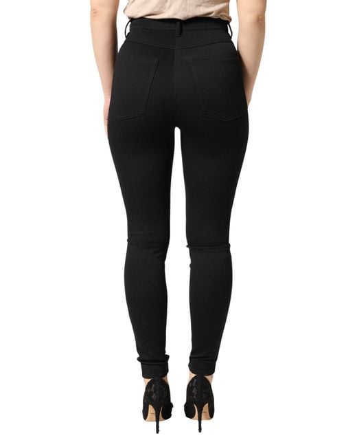 Dolce & Gabbana Black Nylon Stretch Skinny High Waist Pants 05+Pa
