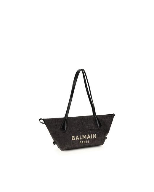 Balmain Black Raffia Shoulder Bag