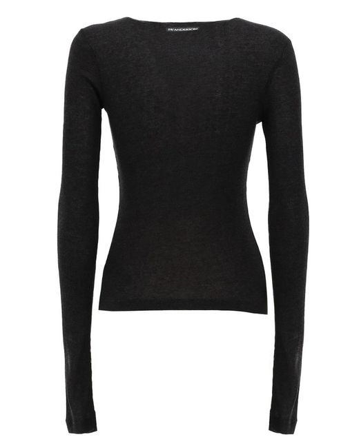 J.W. Anderson Black Long-Sleeved T-Shirt Modal