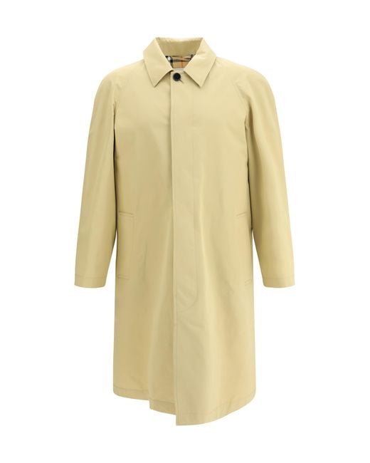 Burberry White Long Cotton Car Coat Trench for men
