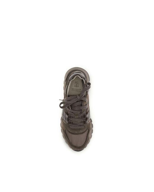 Brunello Cucinelli Brown Calf Leather Bos Taurus Athletic Sneakers