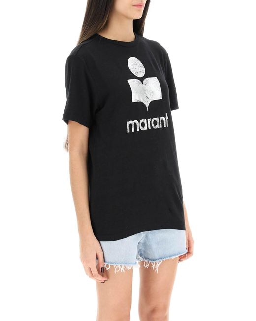 Isabel Marant Black Isabel Marant Etoile Zewel T-shirt With Metallic Logo Print