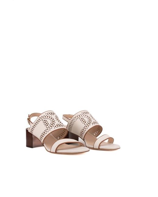 Tod's White Laser-cut Leather Sandals