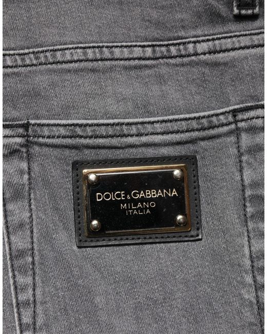 Dolce & Gabbana Gray Cotton Mid Waist Skinny Denim Jeans Co+02 Clothing for men