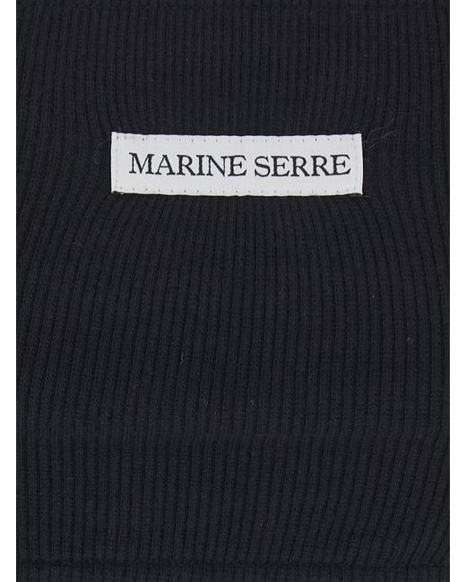 MARINE SERRE Black Bra Top V-Neck Cotton Tops
