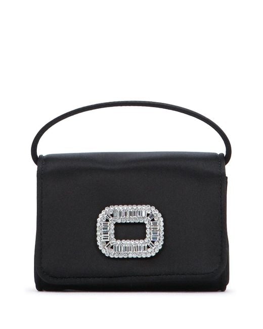 Roger Vivier Black Roger Vivier Crystal-Embellished Top Handle Bag