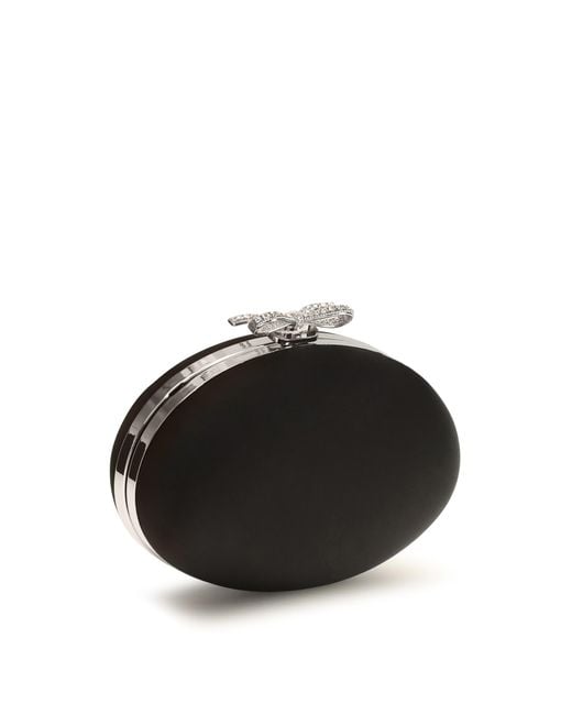 Self-Portrait Black Satin Oval Clutch Bag Polyester