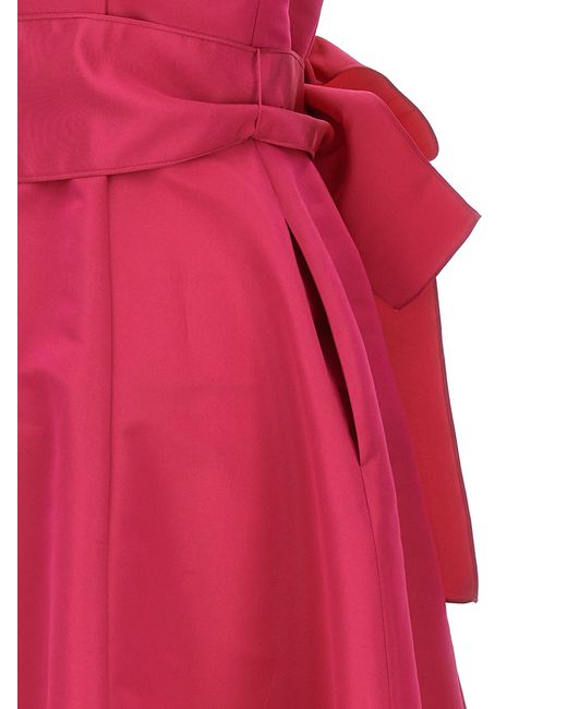 Carolina Herrera Red Long Bow Dress