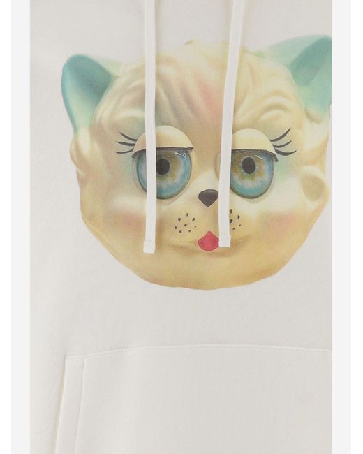 Valentino White Sweatshirt Le Chat Print Cotton for men