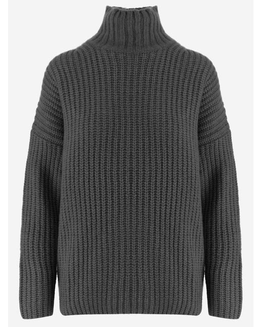 Allude Gray Cashmere And Silk Sweater