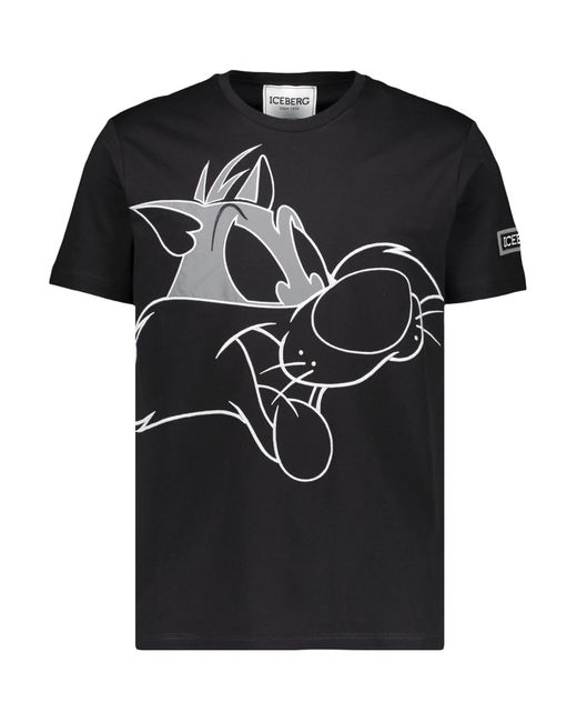 Iceberg Black Embroidered Cotton T-Shirt for men