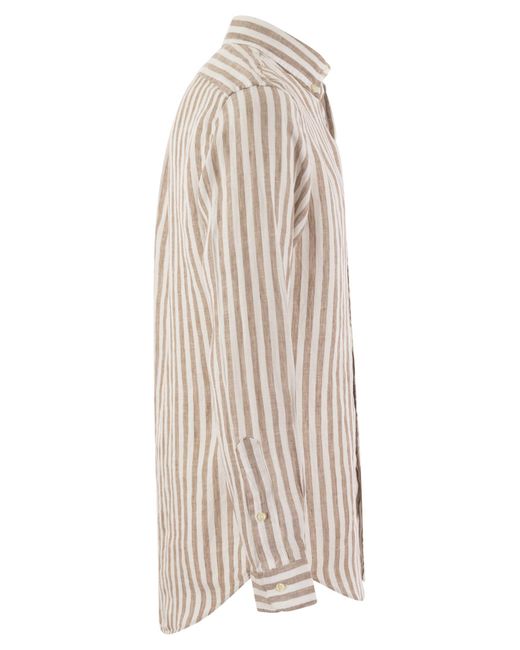 Polo Ralph Lauren White Custom-Fit Striped Linen Shirt for men