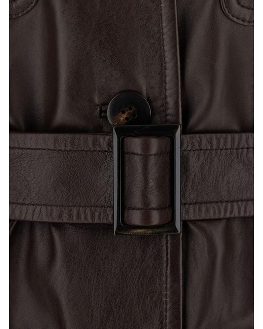 Max Mara Black Single-Breasted Jacket Amaca Leather Lamb Coat