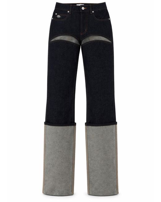 Jean Paul Gaultier Black Cut-Out Mid-Rise Straight-Leg Cotton Pants