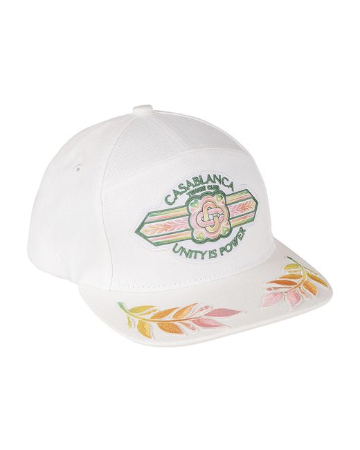 Casablancabrand White Embroidered Baseball Cap for men