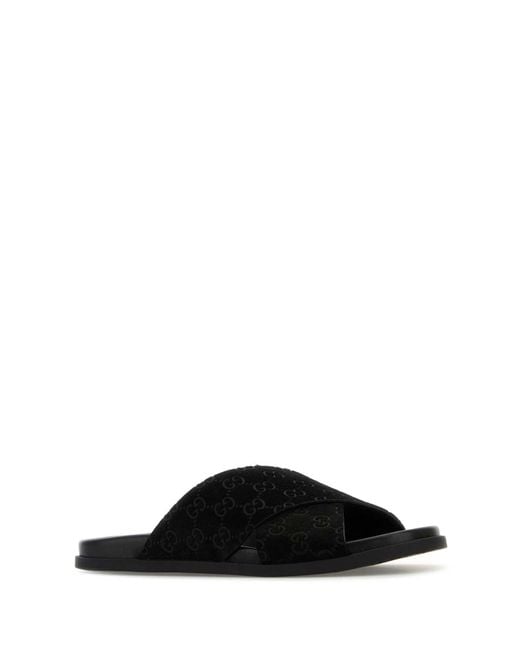 Gucci Black Suede Slippers for men